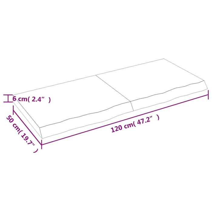Poliță de perete, 120x50x(2-6)cm, lemn masiv de stejar netratat WALTI