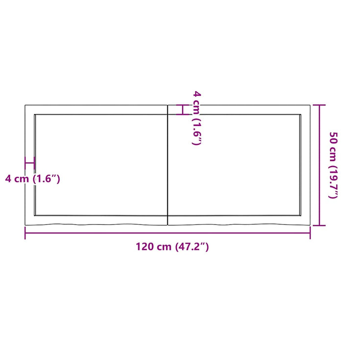 Poliță de perete, 120x50x(2-6)cm, lemn masiv de stejar netratat WALTI