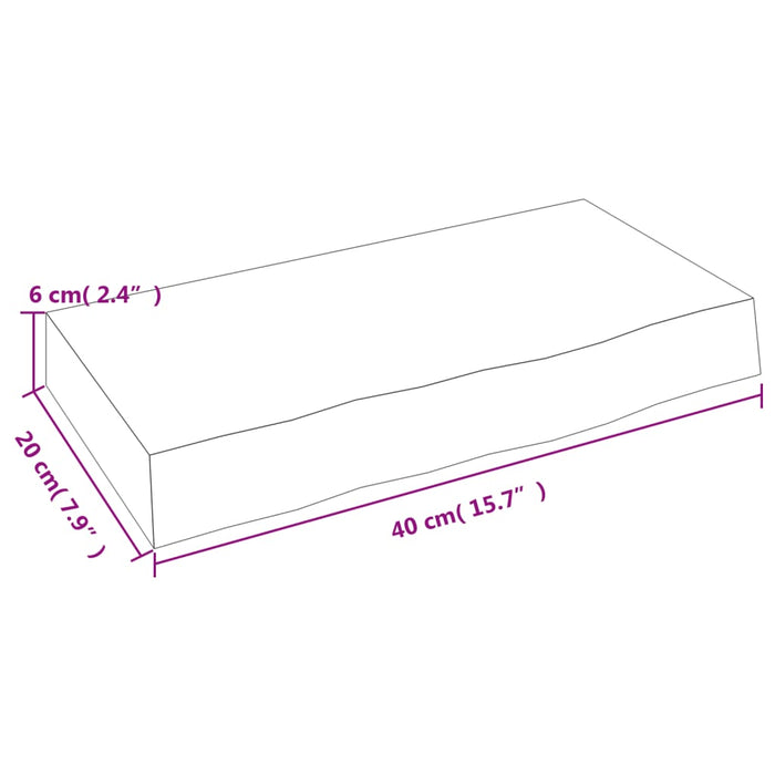 Poliță perete maro deschis 40x20x6 cm lemn masiv stejar tratat - WALTI WALTI