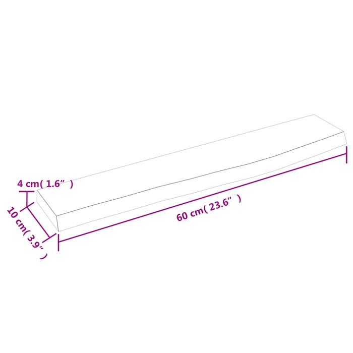 Raft perete maro deschis 60x10x4 cm lemn masiv stejar tratat - WALTI WALTI