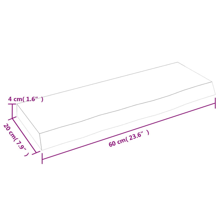 Poliță perete maro deschis 60x20x4 cm lemn masiv stejar tratat WALTI