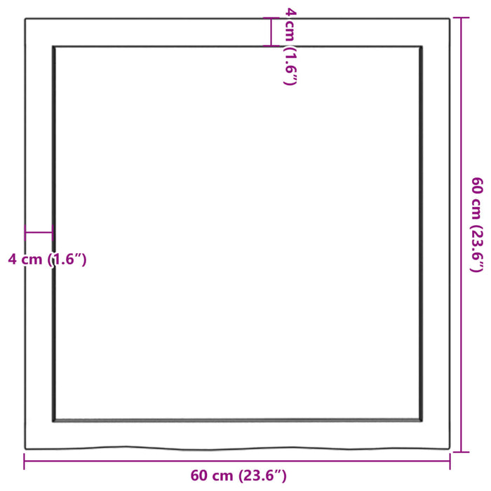 Raft de perete maro deschis 60x60x(2-4) cm lemn stejar tratat - WALTI WALTI