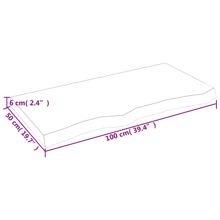 Raft de perete maro deschis 100x50x(2-6) cm lemn stejar tratat - WALTI WALTI