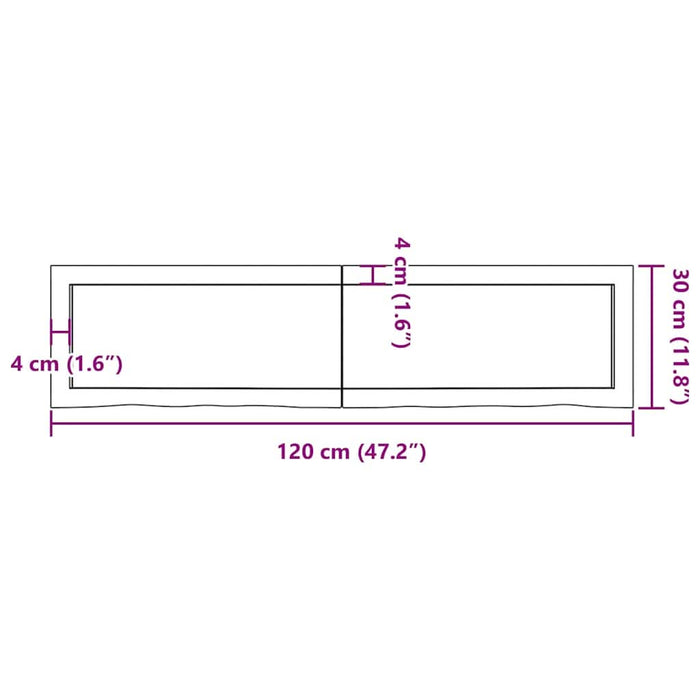 Raft de perete maro deschis 120x30x(2-4) cm lemn stejar tratat - WALTI WALTI
