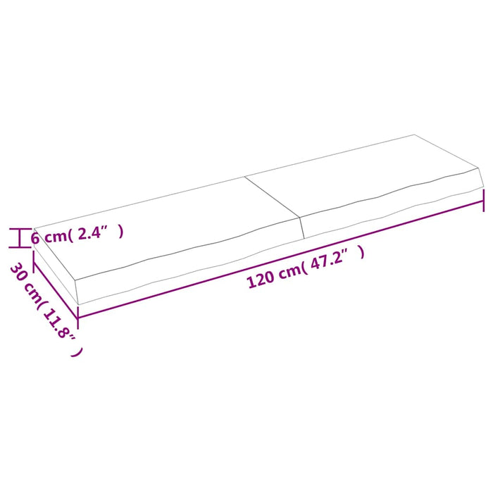 Raft de perete maro deschis 120x30x(2-6) cm lemn stejar tratat WALTI