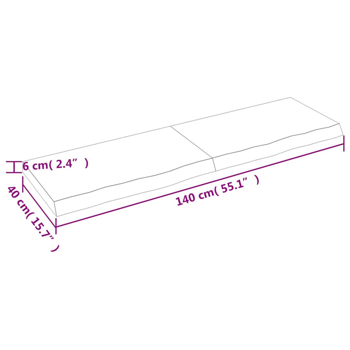 Raft de perete maro deschis 140x40x(2-6) cm lemn stejar tratat WALTI