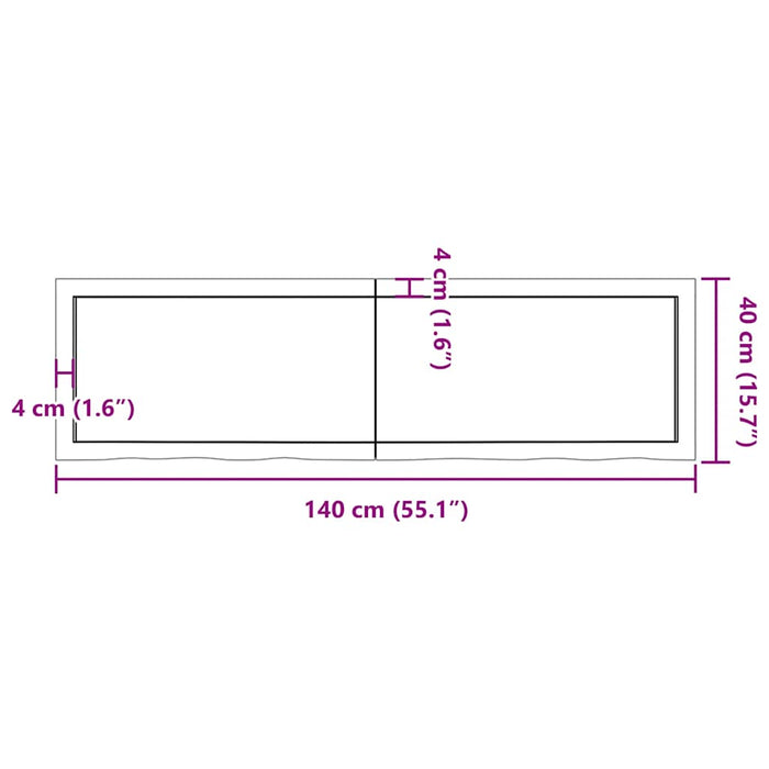 Raft de perete maro deschis 140x40x(2-6) cm lemn stejar tratat WALTI