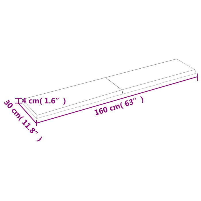 Raft de perete maro deschis 160x30x(2-4) cm lemn stejar tratat - WALTI WALTI
