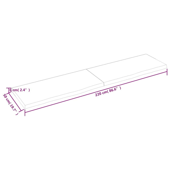 Raft de perete maro deschis 220x50x(2-6) cm lemn stejar tratat WALTI