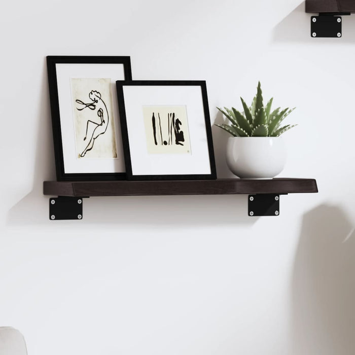 Raft de perete maro închis 40x10x2 cm lemn masiv stejar tratat - WALTI WALTI