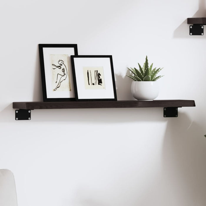 Raft de perete maro închis 60x10x2 cm lemn masiv stejar tratat WALTI
