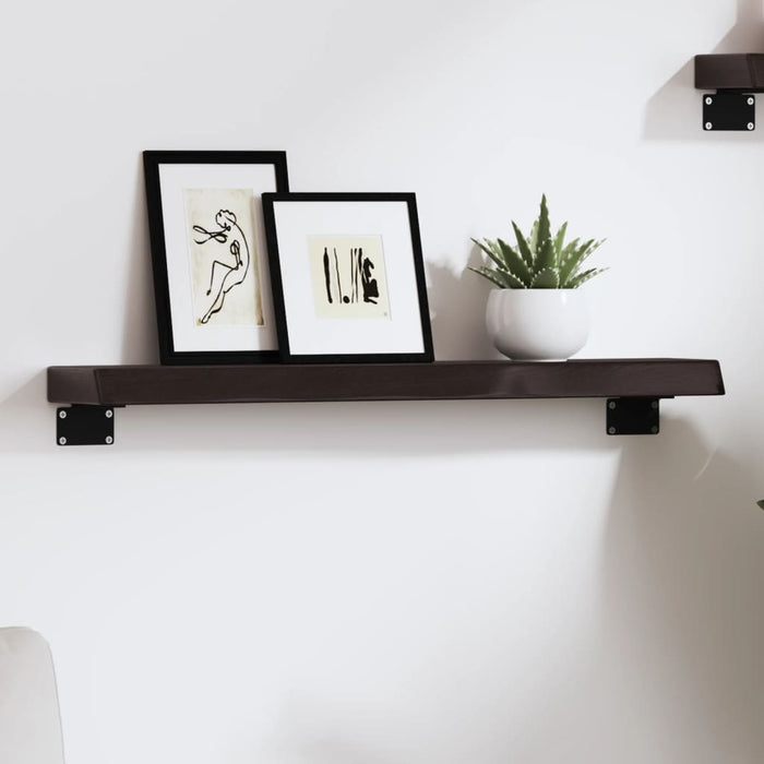 Raft de perete maro închis 60x10x4 cm lemn masiv stejar tratat - WALTI WALTI