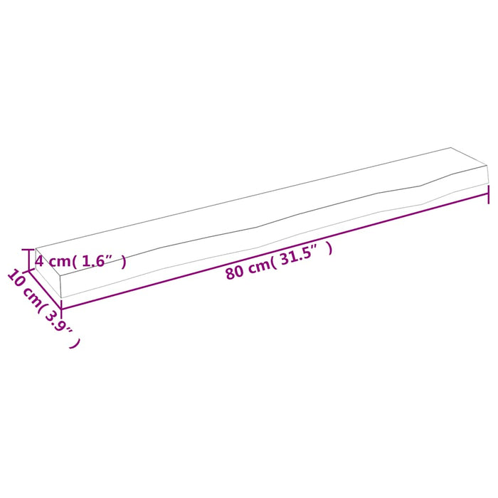 Raft de perete maro închis 80x10x4 cm lemn masiv stejar tratat WALTI