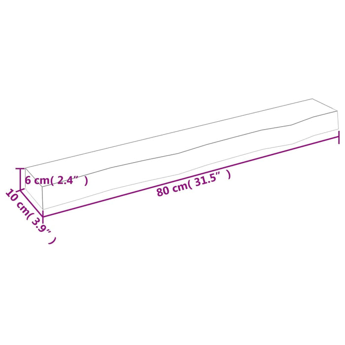 Raft de perete maro închis 80x10x6 cm lemn masiv stejar tratat WALTI