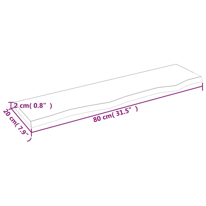 Raft de perete maro închis 80x20x2 cm lemn masiv stejar tratat WALTI