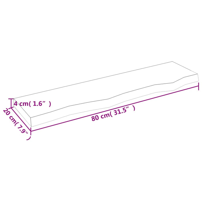 Raft de perete maro închis 80x20x4 cm lemn masiv stejar tratat WALTI