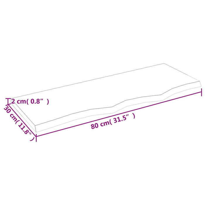 Raft de perete maro închis 80x30x2 cm lemn masiv stejar tratat WALTI