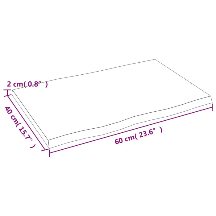 Blat masă 60x40x2 cm lemn masiv stejar netratat contur organic - WALTI WALTI