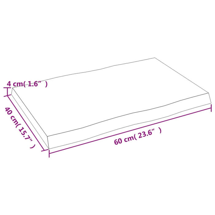 Blat masă 60x40x(2-4) cm lemn stejar netratat contur organic WALTI