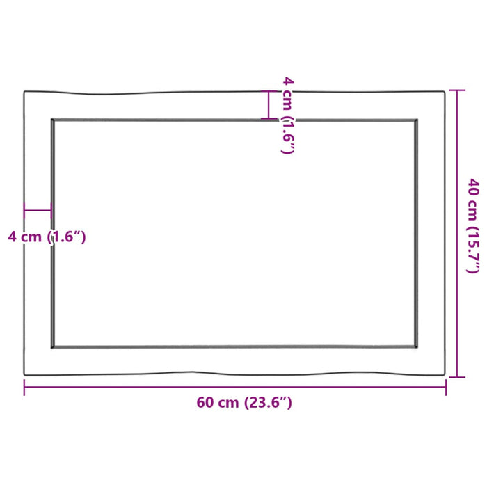 Blat masă 60x40x(2-4) cm lemn stejar netratat contur organic WALTI