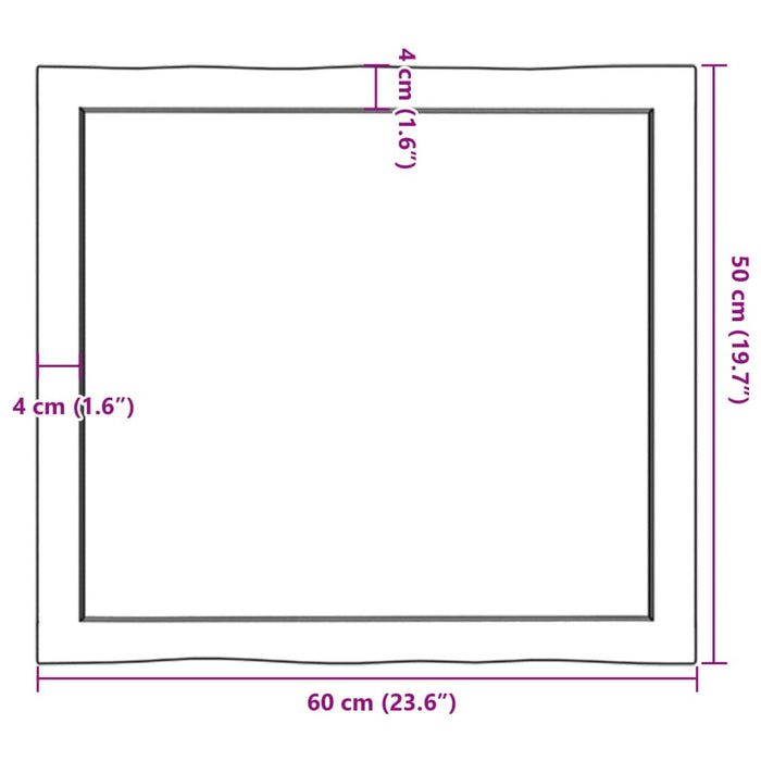 Blat masă 60x50x(2-6) cm lemn stejar netratat contur organic WALTI