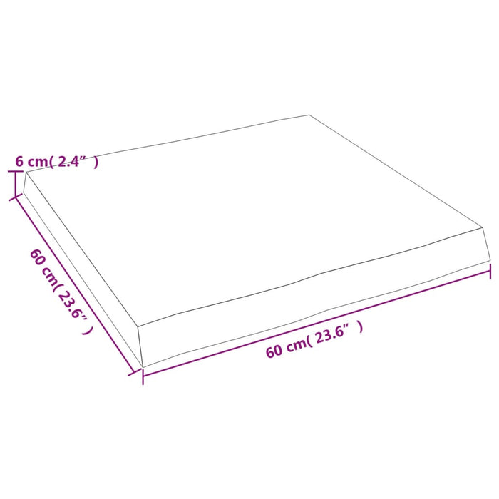 Blat masă 60x60x(2-6) cm lemn stejar netratat contur organic WALTI