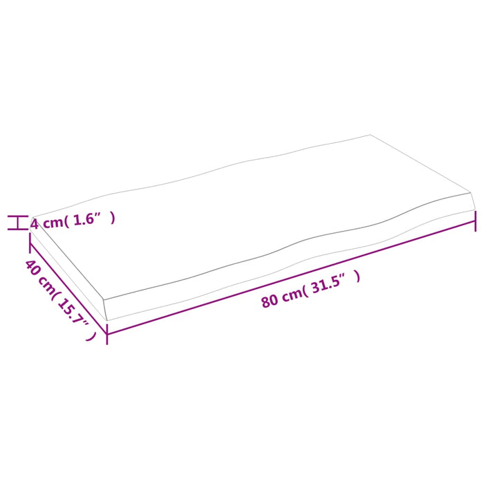 Blat masă 80x40x(2-4) cm lemn stejar netratat contur organic WALTI