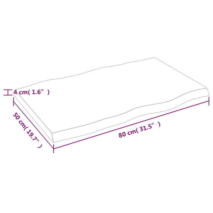 Blat masă 80x50x(2-4) cm lemn stejar netratat contur organic WALTI