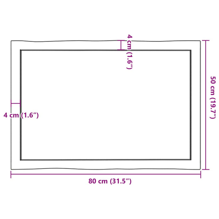 Blat masă 80x50x(2-4) cm lemn stejar netratat contur organic WALTI