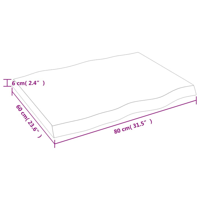 Blat masă 80x60x(2-6) cm lemn stejar netratat contur organic WALTI