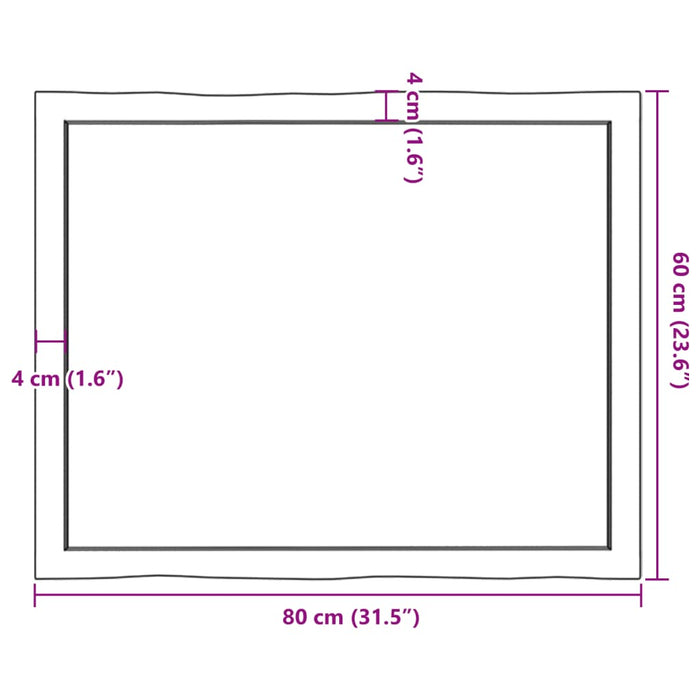 Blat masă 80x60x(2-6) cm lemn stejar netratat contur organic WALTI