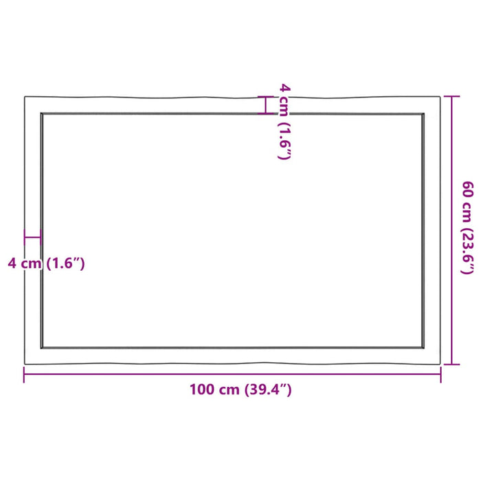 Blat masă 100x60x(2-4) cm lemn stejar netratat contur organic WALTI