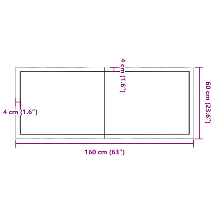 Blat masă 160x60x(2-6) cm lemn stejar netratat contur organic WALTI
