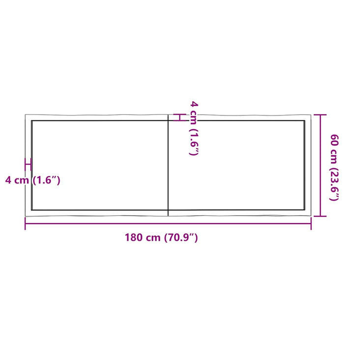 Blat masă 180x60x(2-6) cm lemn stejar netratat contur organic WALTI