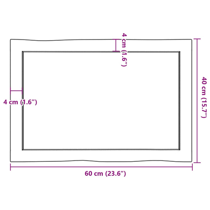 Blat masă, 60x40x(2-4) cm, maro, lemn tratat contur organic WALTI