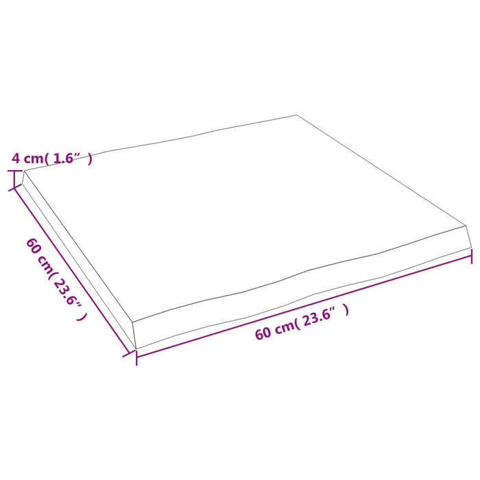 Blat masă, 60x60x(2-4) cm, maro, lemn tratat contur organic WALTI