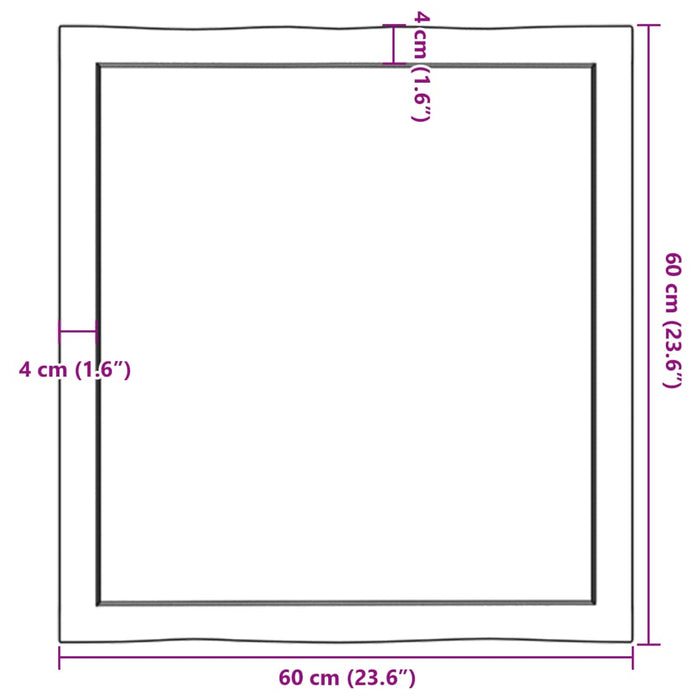 Blat masă, 60x60x(2-4) cm, maro, lemn tratat contur organic WALTI