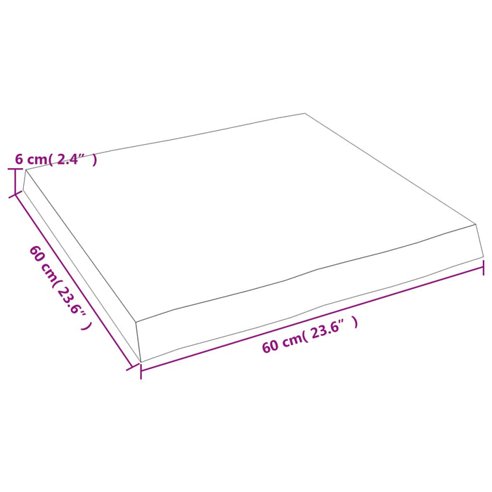 Blat masă, 60x60x(2-6) cm, maro, lemn tratat contur organic WALTI