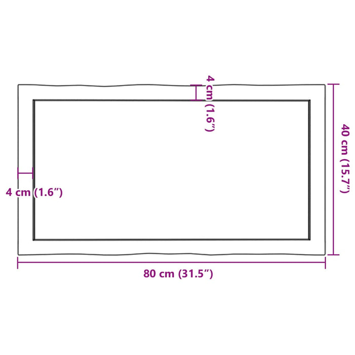 Blat masă, 80x40x(2-4) cm, maro, lemn tratat contur organic WALTI