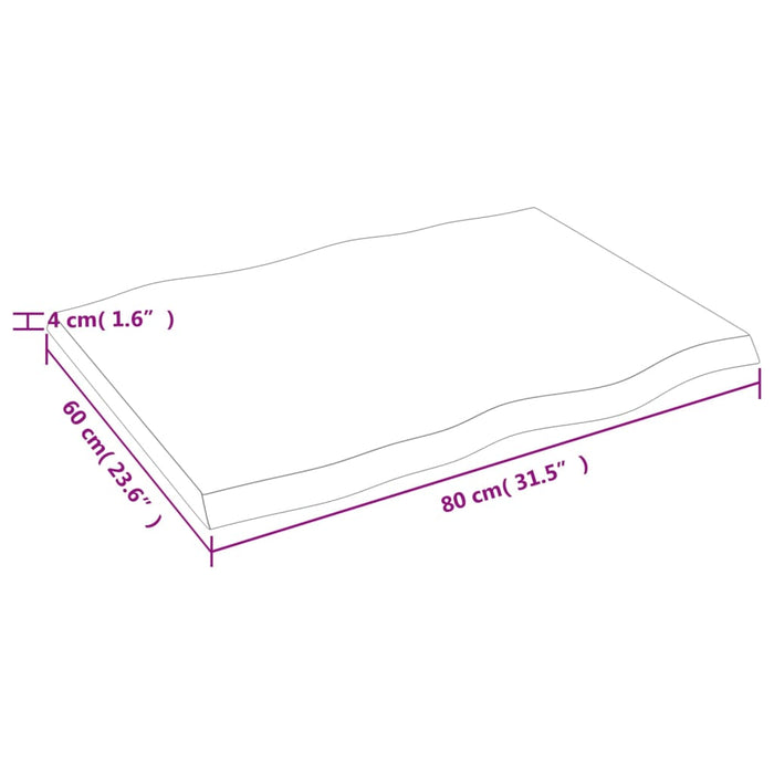Blat masă, 80x60x(2-4) cm, maro, lemn tratat contur organic WALTI