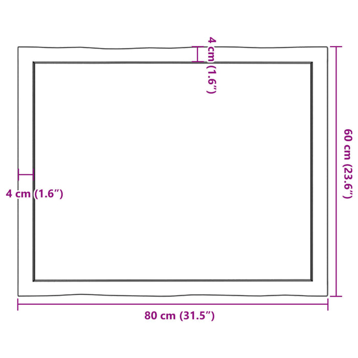 Blat masă, 80x60x(2-4) cm, maro, lemn tratat contur organic WALTI