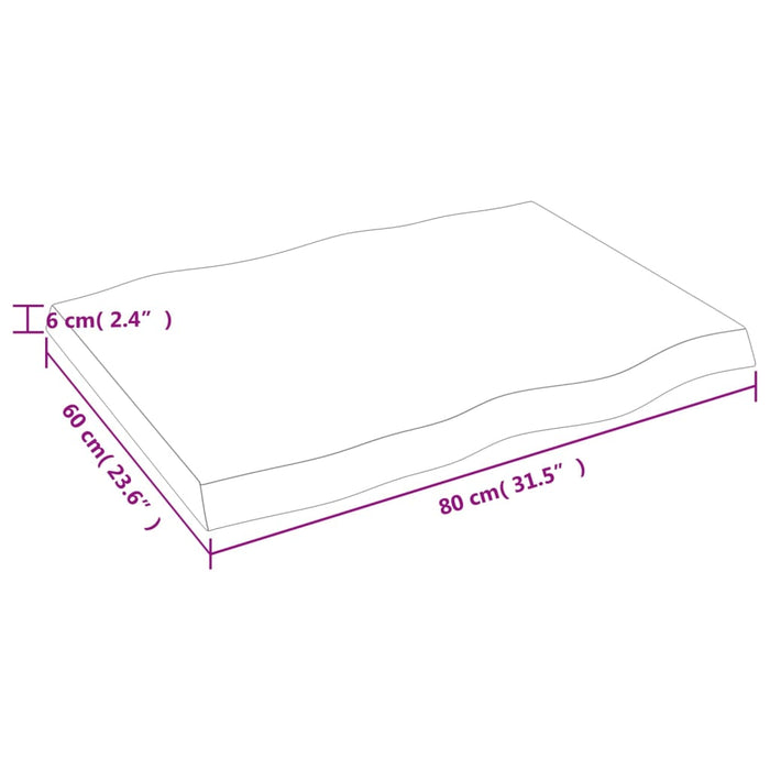 Blat masă, 80x60x(2-6) cm, maro, lemn tratat contur organic WALTI