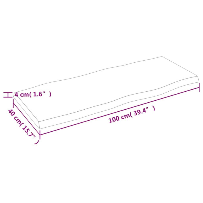 Blat masă, 100x40x(2-4) cm, maro, lemn tratat contur organic WALTI