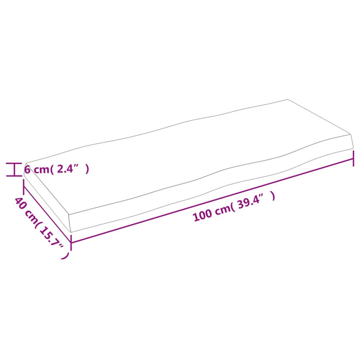 Blat masă, 100x40x(2-6) cm, maro, lemn tratat contur organic WALTI