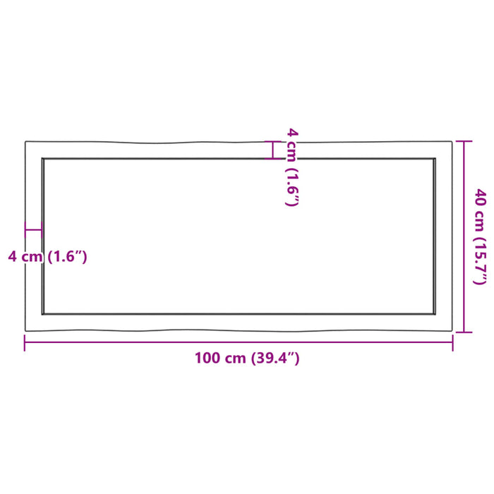 Blat masă, 100x40x(2-6) cm, maro, lemn tratat contur organic WALTI
