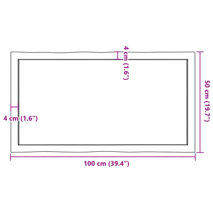 Blat masă, 100x50x(2-6) cm, maro, lemn tratat contur organic WALTI