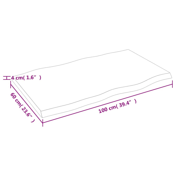 Blat masă, 100x60x(2-4) cm, maro, lemn tratat contur organic WALTI