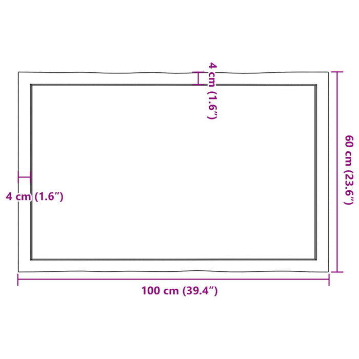 Blat masă, 100x60x(2-4) cm, maro, lemn tratat contur organic WALTI