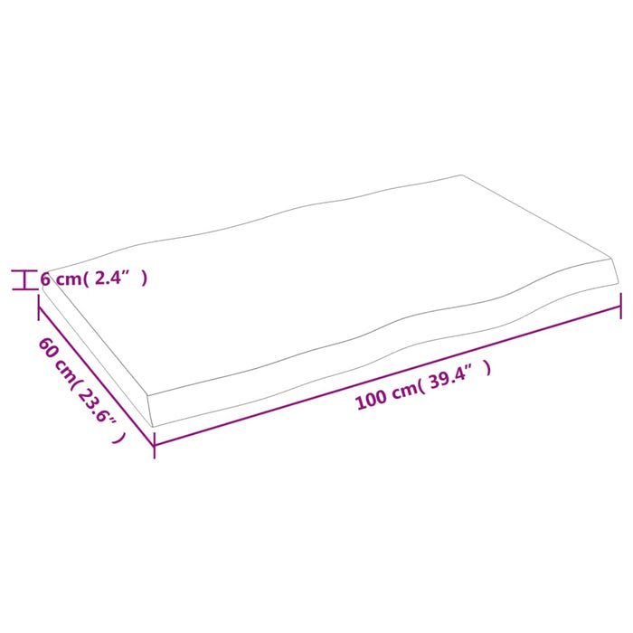 Blat masă, 100x60x(2-6) cm, maro, lemn tratat contur organic WALTI