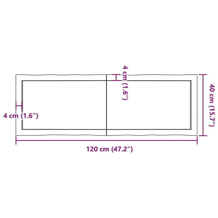 Blat masă, 120x40x(2-6) cm, maro, lemn tratat contur organic WALTI